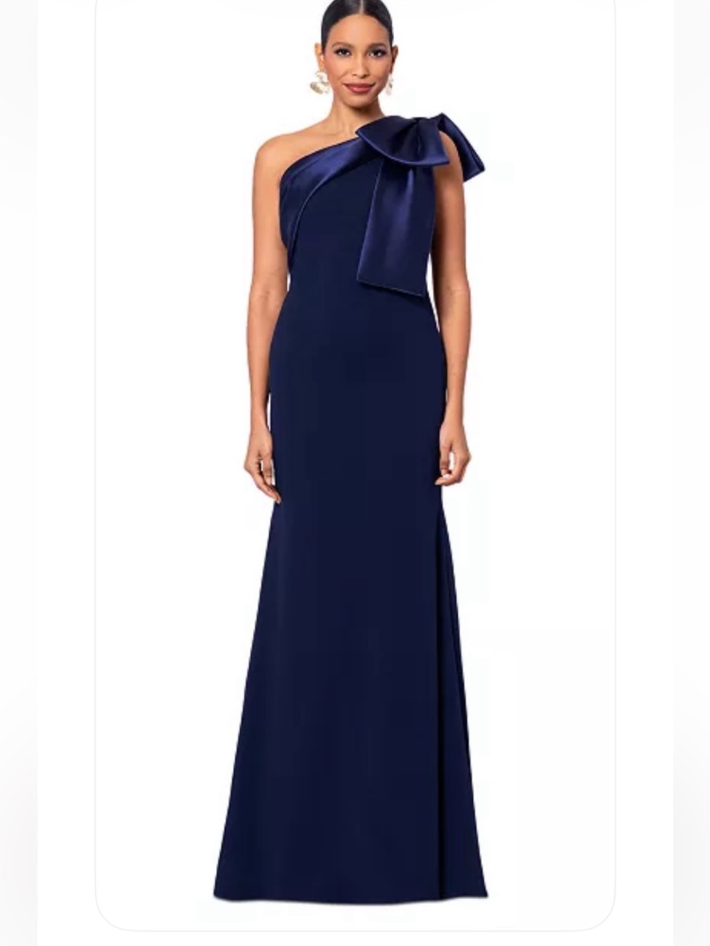 Betsy & Adam CARMELA" SCUBA CREPE WITH SATIN BOW DRESS